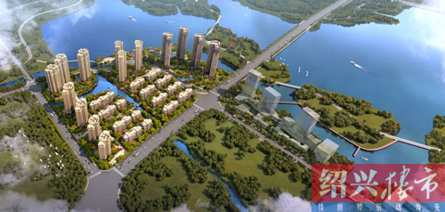 绍兴金地自在城鸟瞰图