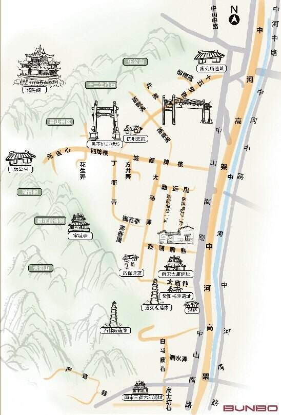 杭州御街二十三坊街巷分布地图