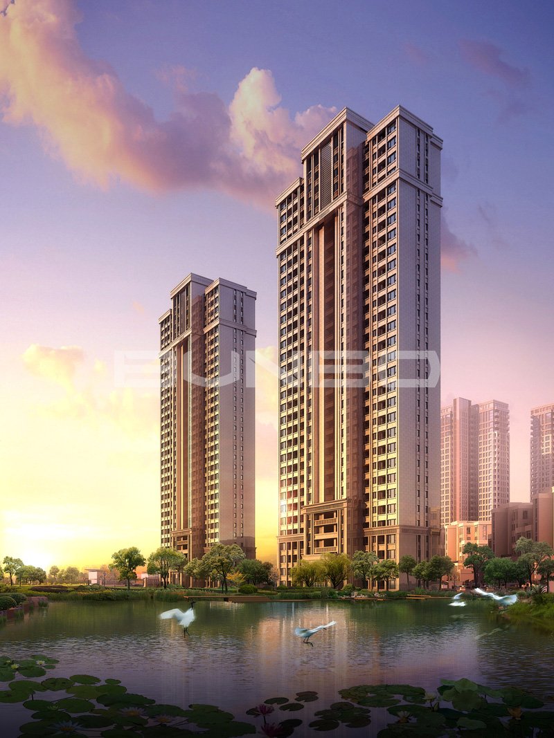 金地自在城一期汀兰港高层住宅效果图