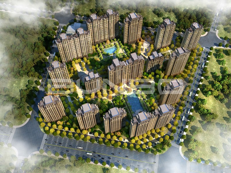 金地自在城二期铂悦鸟瞰效果图