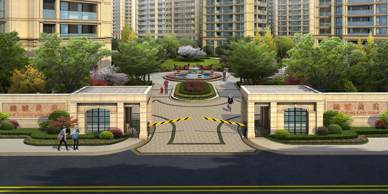 象山绿城蘭园二代高层社区入口效果图