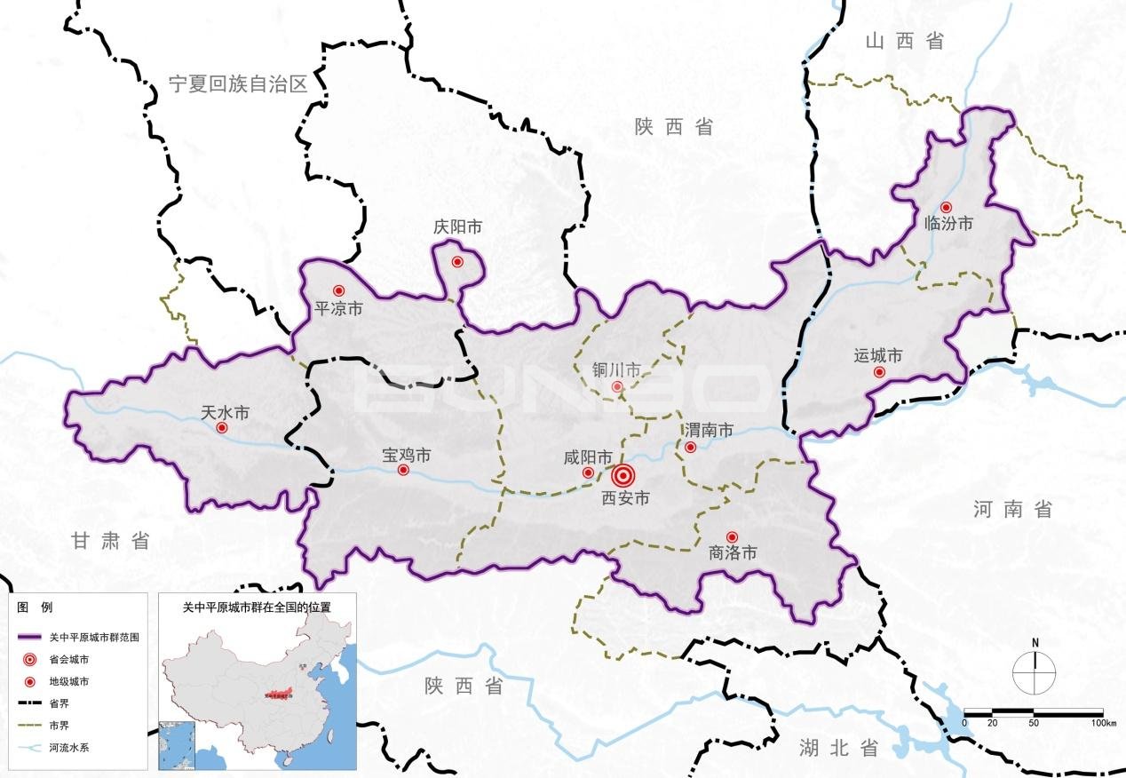 图1 关中平原城市群规划范围图
