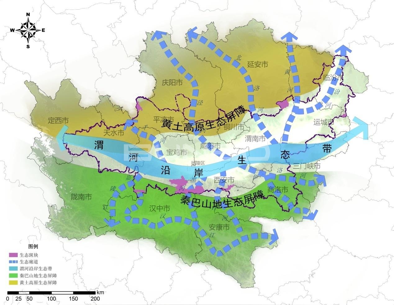 《关中平原城市群发展规划》图5 关中平原城市群生态安全格局示意图