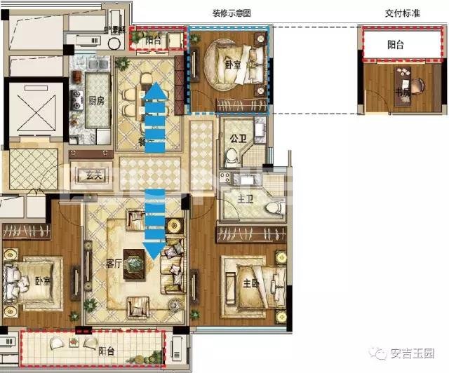 115㎡玉园经典高层可变三房户型