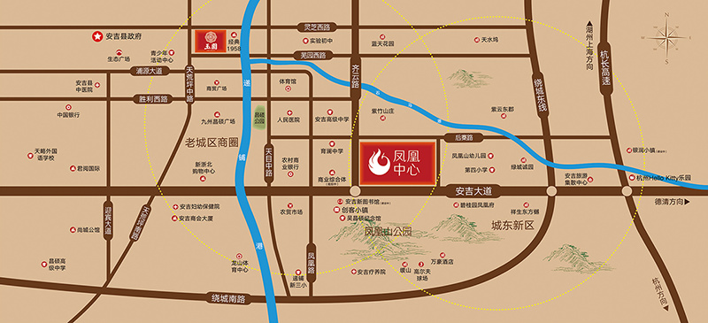 安吉凤凰中心广场区位图