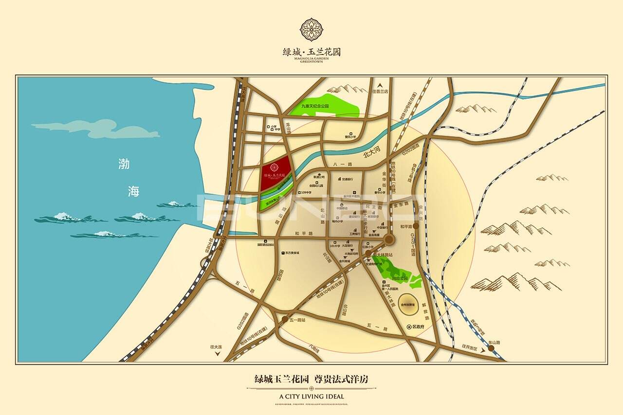 绿城玉兰花园区位交通图