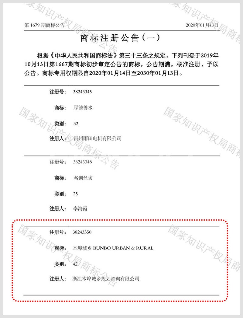 本埠城乡注册商标