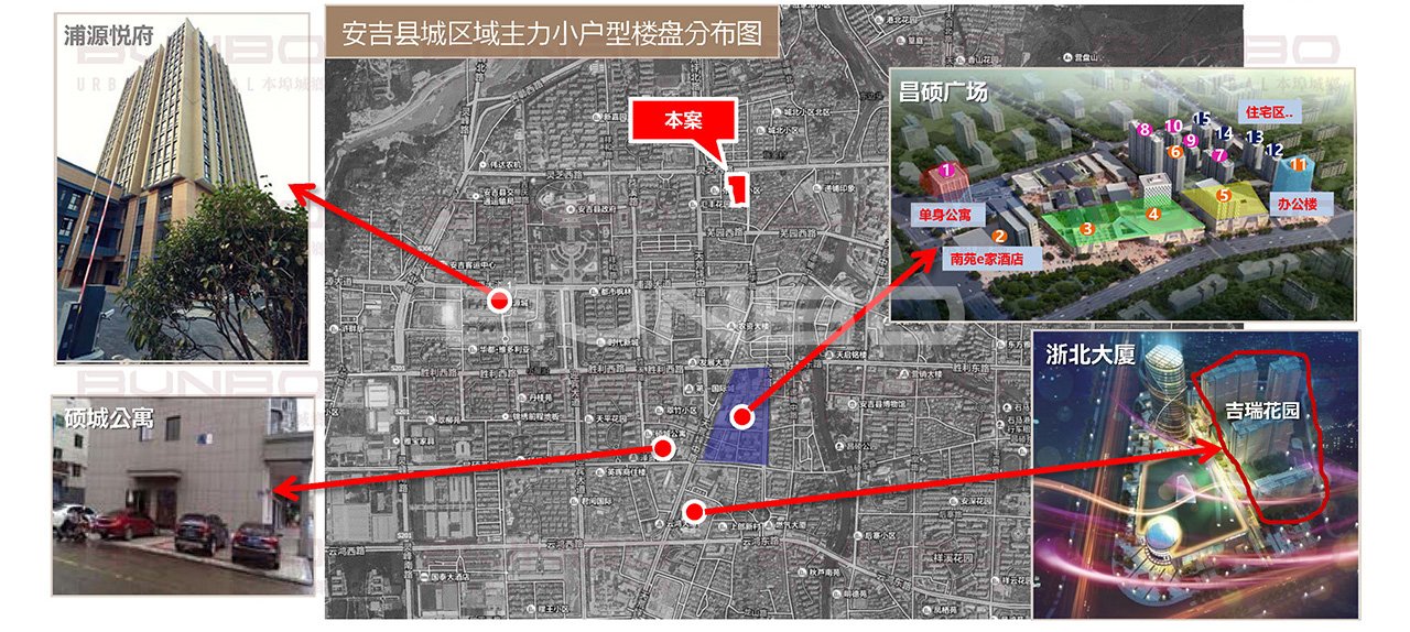 安吉县城区域主力小户型楼盘分布图