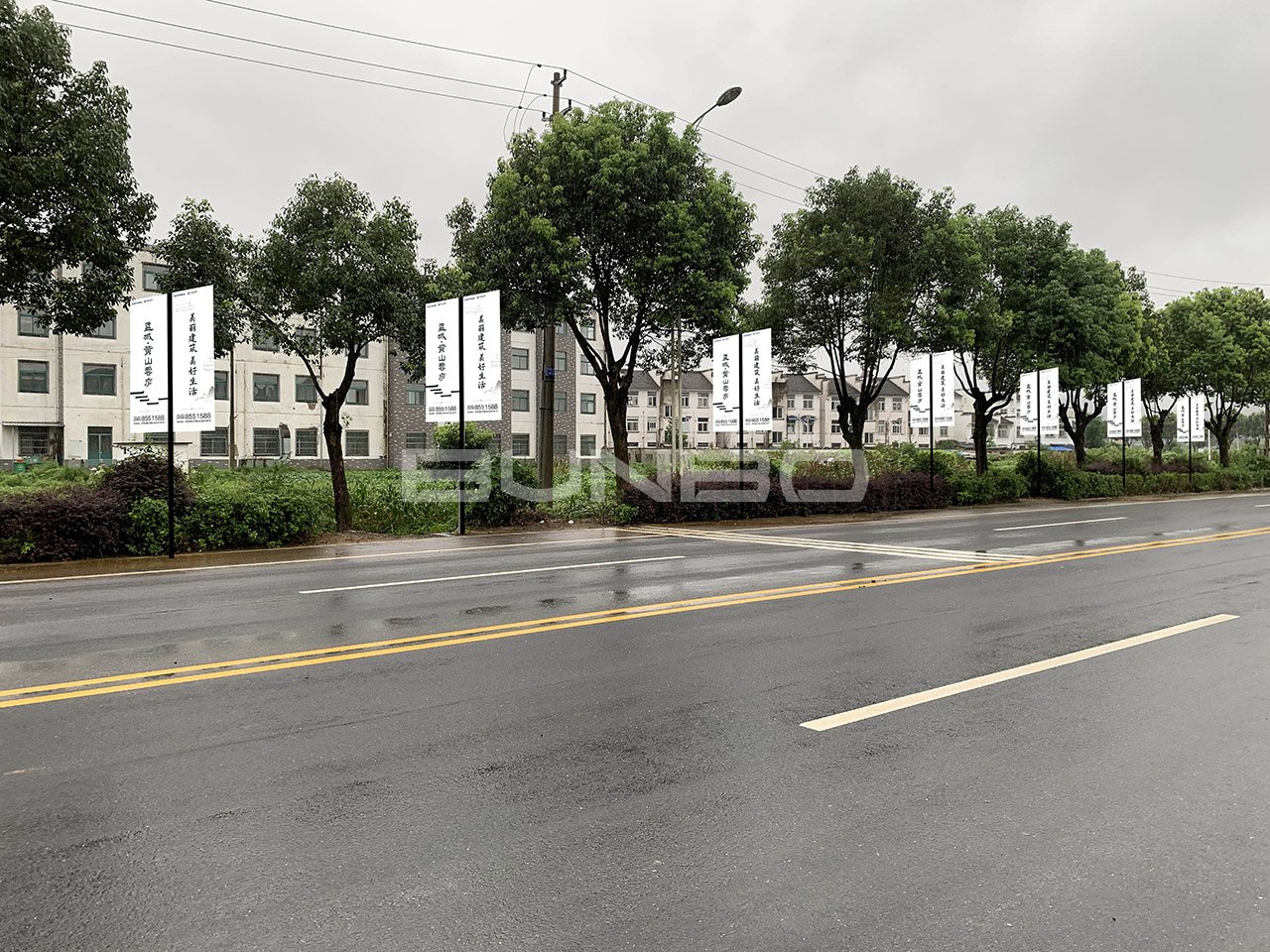 蓝城黄山云庐道旗广告