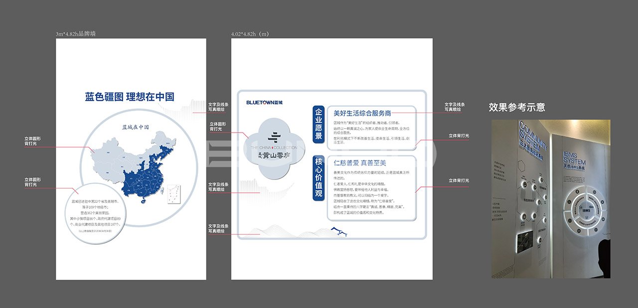 蓝城黄山云庐展示中心品牌墙