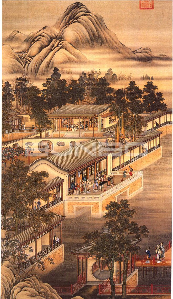 清院本《十二月令图轴》—轩台乞巧 清院本《十二月令图轴》—轩台乞巧