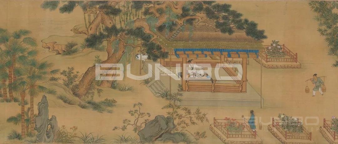 明仇英《独乐园图卷》之浇花亭 明仇英《独乐园图卷》之浇花亭