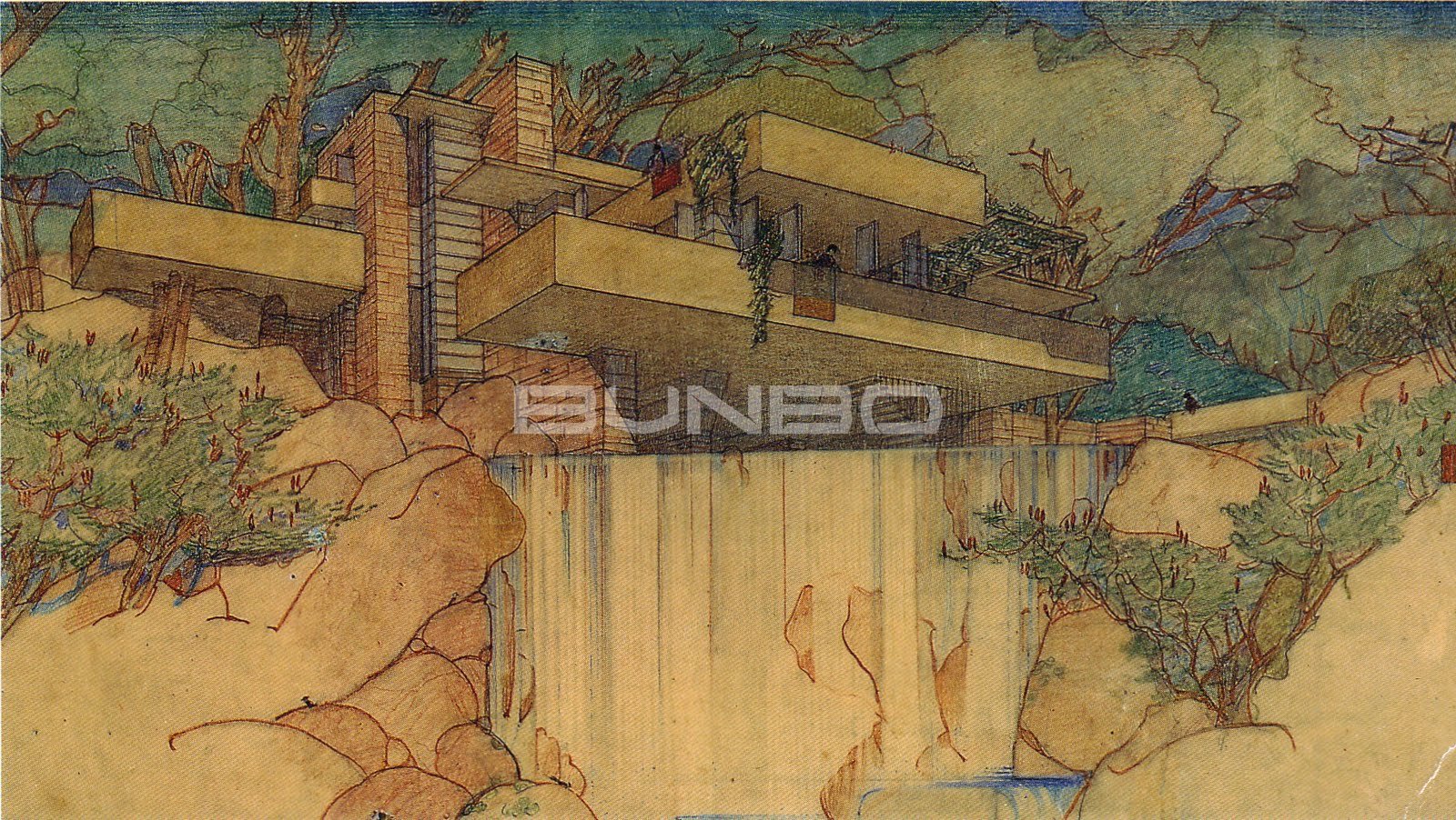 赖特流水别墅设计图与照片