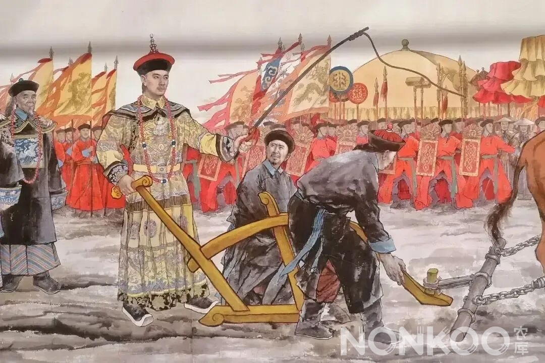 北京市文史馆藏纪清远、卢平绘《躬耕藉田》局部