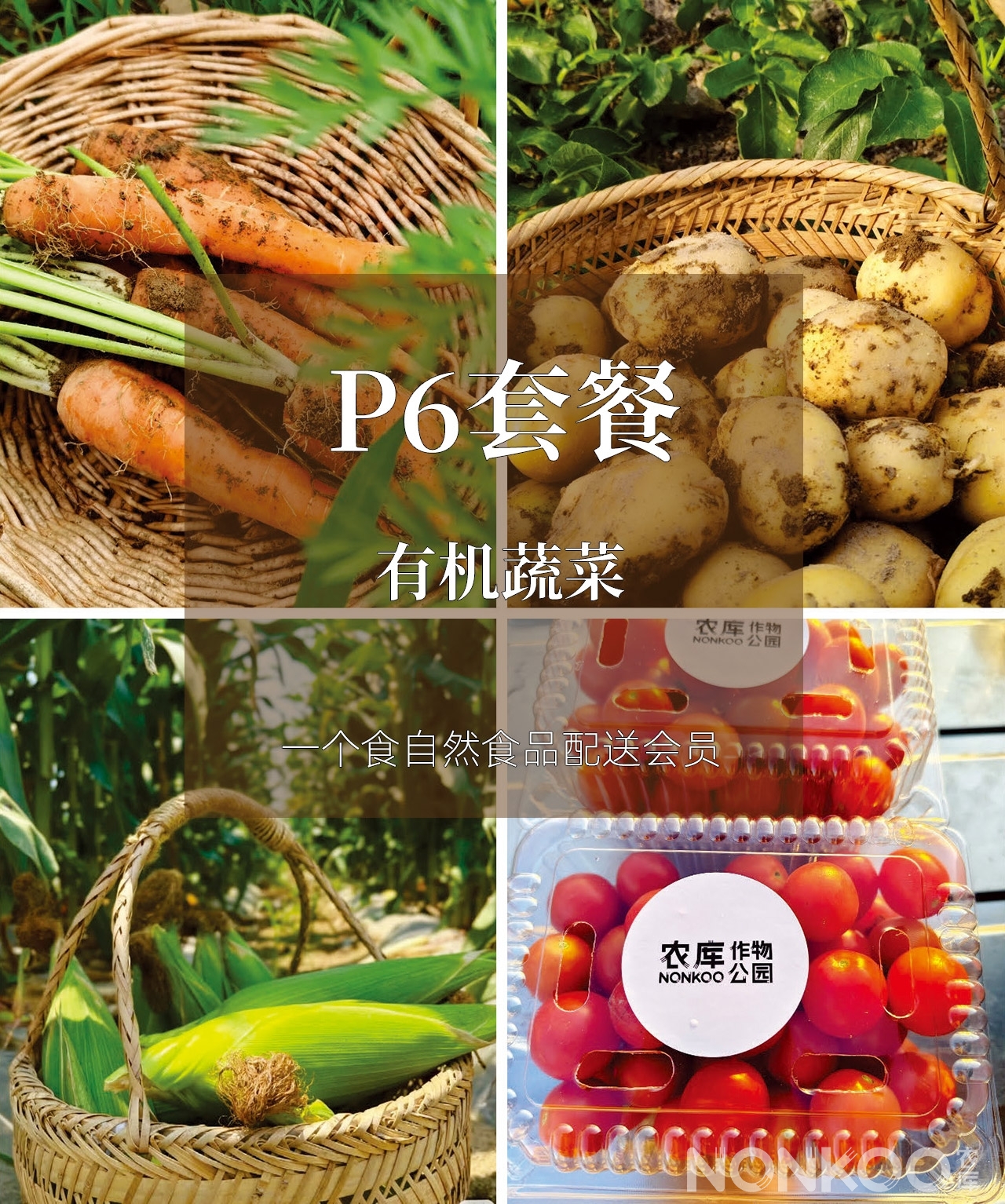农库P6套餐：有机蔬菜，一人食自然食品配送会员